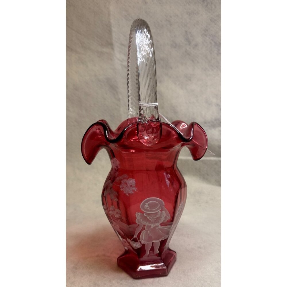 Vintage Handblown Bristol Handpainted Ruffle Vase
